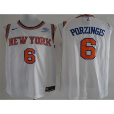 New York Knicks #6 Kristaps Porzingis White Nike Authentic Men Jersey
