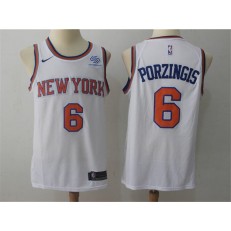 New York Knicks #6 Kristaps Porzingis White Nike Swingman Men Jersey
