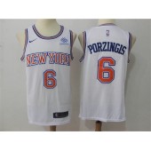 New York Knicks #6 Kristaps Porzingis White Swingman Nike Men Jersey
