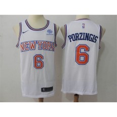 New York Knicks #6 Kristaps Porzingis White Swingman Nike Men Jersey