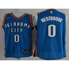 Oklahoma City Thunder #0 Russell Westbrook Blue Nike Authentic Men Jersey