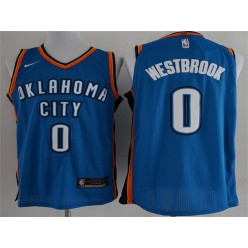 Oklahoma City Thunder #0 Russell Westbrook Blue Nike Authentic Men Jersey