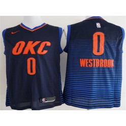 Oklahoma City Thunder #0 Russell Westbrook Navy Nike Authentic Men Jersey