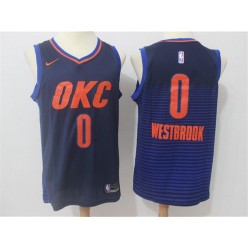 Oklahoma City Thunder #0 Russell Westbrook Navy Nike Swingman Men Jersey