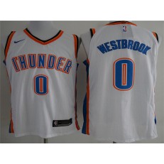 Oklahoma City Thunder #0 Russell Westbrook White Nike Authentic Men Jersey