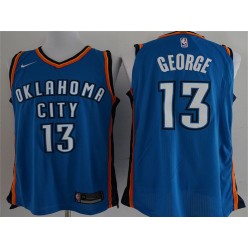 Oklahoma City Thunder #13 Paul George Blue Nike Authentic Men Jersey