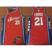 Philadelphia 76ers #21 Joel Embiid 2017-18 Red Nike Men Jersey