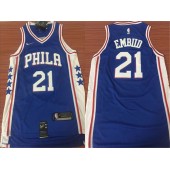 Philadelphia 76ers #21 Joel Embiid 2017-18 Royal Blue Nike Men Jersey