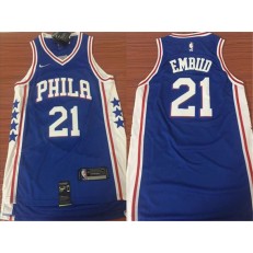 Philadelphia 76ers #21 Joel Embiid 2017-18 Royal Blue Nike Men Jersey