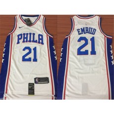 Philadelphia 76ers #21 Joel Embiid 2017-18 White Nike Men Jersey