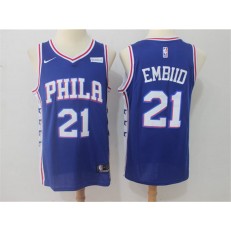 Philadelphia 76ers #21 Joel Embiid Blue 2017-2018 Nike Swingman Stubhub Stitched Men Jersey