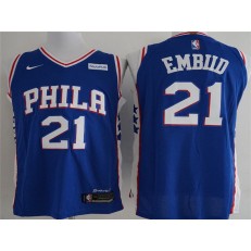 Philadelphia 76ers #21 Joel Embiid Blue Nike Authentic Men Jersey