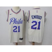 Philadelphia 76ers #21 Joel Embiid Cream Swingman City Edition Nike Men Jersey