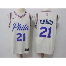 Philadelphia 76ers #21 Joel Embiid Cream Swingman City Edition Nike Men Jersey