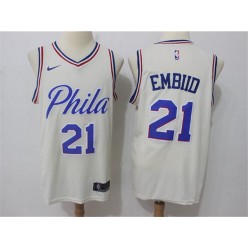 Philadelphia 76ers #21 Joel Embiid Cream Swingman City Edition Nike Men Jersey