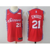 Philadelphia 76ers #21 Joel Embiid Red Nike Authentic Men Jersey
