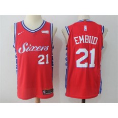 Philadelphia 76ers #21 Joel Embiid Red Nike Authentic Men Jersey