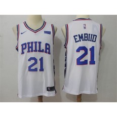 Philadelphia 76ers #21 Joel Embiid White 2017-2018 Nike Swingman Stubhub Stitched Men Jersey