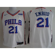 Philadelphia 76ers #21 Joel Embiid White Nike Authentic Men Jersey