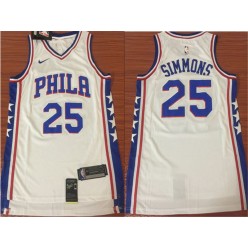 Philadelphia 76ers #25 Ben Simmons 2017-18 White Nike Men Jersey