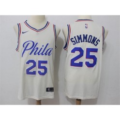 Philadelphia 76ers #25 Ben Simmons Cream Swingman City Edition Nike Men Jersey