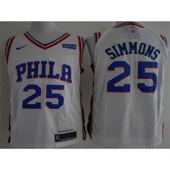 Philadelphia 76ers #25 Ben Simmons White Nike Authentic Men Jersey