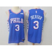 Philadelphia 76ers #3 Allen Iverson Blue Nike Authentic Men Jersey