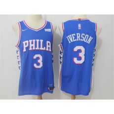 Philadelphia 76ers #3 Allen Iverson Blue Nike Authentic Men Jersey