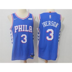 Philadelphia 76ers #3 Allen Iverson Blue Nike Authentic Men Jersey