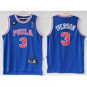 Philadelphia 76ers #3 Allen Iverson Swingman Blue 10TH Throwback Stitched Reebok Men Jersey