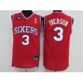 Philadelphia 76ers #3 Allen Iverson Swingman Red 10TH Throwback Stitched Reebok Men Jersey