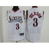 Philadelphia 76ers #3 Allen Iverson White Throwback Stitched Adidas Basketball Men Jersey