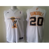 San Antonio Spurs #20 Manu Ginobili White 2014 NBA Finals Champions Stitched Men Jersey