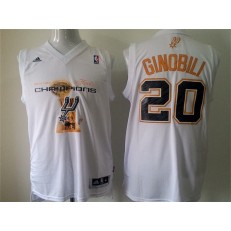 San Antonio Spurs #20 Manu Ginobili White 2014 NBA Finals Champions Stitched Men Jersey