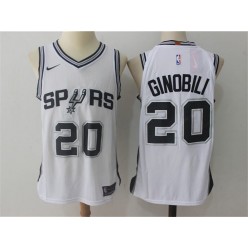 San Antonio Spurs #20 Manu Ginobili White Authentic Association Edition Men Jersey