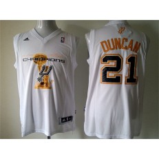 San Antonio Spurs #21 Tim Duncan White 2014 NBA Finals Champions Stitched Men Jersey