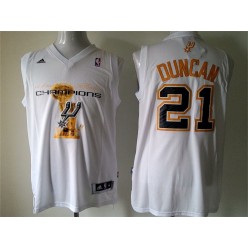 San Antonio Spurs #21 Tim Duncan White 2014 NBA Finals Champions Stitched Men Jersey