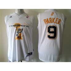 San Antonio Spurs #9 Tony Parker White 2014 NBA Finals Champions Stitched Men Jersey