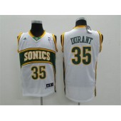 Seattle SuperSonics #35 Kevin Durant White Throwback Men Jersey