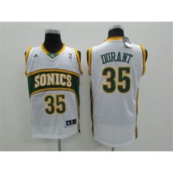 Seattle SuperSonics #35 Kevin Durant White Throwback Men Jersey