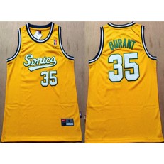 Seattle SuperSonics #35 Kevin Durant Yellow Men Jersey