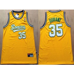 Seattle SuperSonics #35 Kevin Durant Yellow Men Jersey