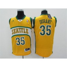 Seattle SuperSonics #35 Kevin Durant Yellow Throwback Men Jersey