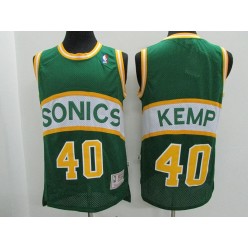 Seattle SuperSonics #40 Shawn Kemp Green Hardwood Classics Men Jersey
