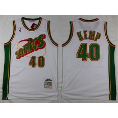 Seattle SuperSonics #40 Shawn Kemp Swingman Throwback White Men Jersey