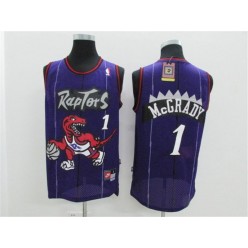 Toronto Raptors #1 Tracy Mcgrady Purple Hardwood Classics Men Jersey