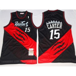 Toronto Raptors #15 Vince Carter BlackRed Throwback Mitchell And Ness Stitched Men Jersey