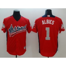 National League #1 Ozzie Albies Red 2018 MLB All-Star Game Home Run Derby Men Jersey
