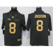 Baltimore Ravens #8 Lamar Jackson Anthracite Gold Salute To Service Limited Nike NFL Men Jersey