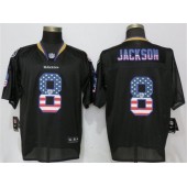 Baltimore Ravens #8 Lamar Jackson Black USA Flag Fashion Elite Nike NFL Men Jersey
